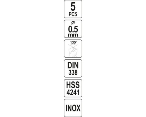  Сверло по металлу 0.5мм HSS4241 Premium (5шт) Yato YT-44200