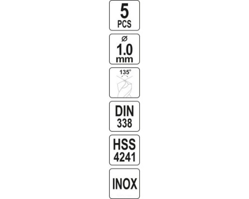  Сверло по металлу 1мм HSS4241 Premium (5шт) Yato YT-44202