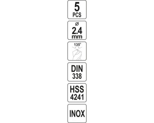  Сверло по металлу 2.4мм HSS4241 Premium (5шт) Yato YT-44206