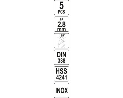  Сверло по металлу 2.8мм HSS4241 Premium (5шт) Yato YT-44208