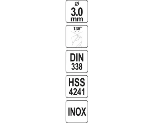  Сверло по металлу 3мм HSS4241 Premium Yato YT-44209