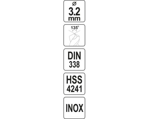  Сверло по металлу 3.2мм HSS4241 Premium Yato YT-44211