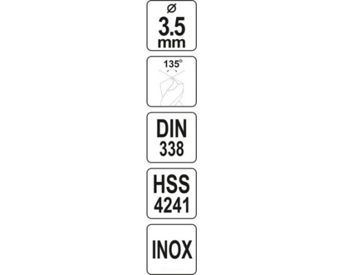  Сверло по металлу 3.5мм HSS4241 Premium Yato YT-44212