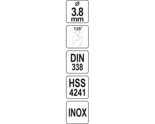  Сверло по металлу 3.8мм HSS4241 Premium Yato YT-44213