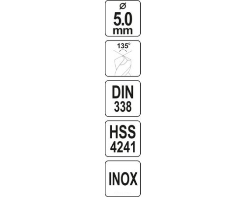  Сверло по металлу 5мм HSS4241 Premium Yato YT-44219