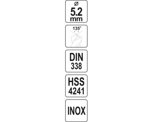  Сверло по металлу 5.2мм HSS4241 Premium Yato YT-44220