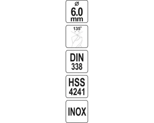  Сверло по металлу 6мм HSS4241 Premium Yato YT-44222