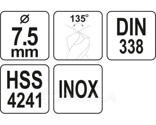  Сверло по металлу 7.5мм HSS4241 Premium Yato YT-44225