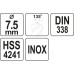  Сверло по металлу 7.5мм HSS4241 Premium Yato YT-44225