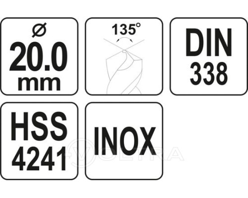  Сверло по металлу 20мм HSS4241 Premium Yato YT-44240