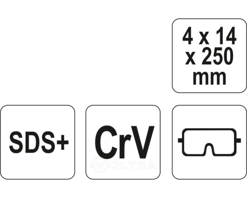  Зубило-пика SDS+ 4x14х250мм CrV Yato YT-4720