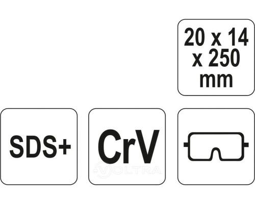  Зубило SDS+ 20x14х250мм CrV Yato YT-4721