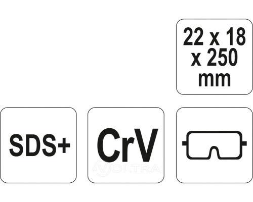  Зубило-бороздник SDS+ 22x18х250мм CrV Yato YT-4722