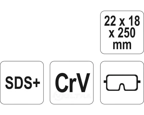  Зубило-бороздник SDS+ 22x18х250мм CrV Yato YT-4722