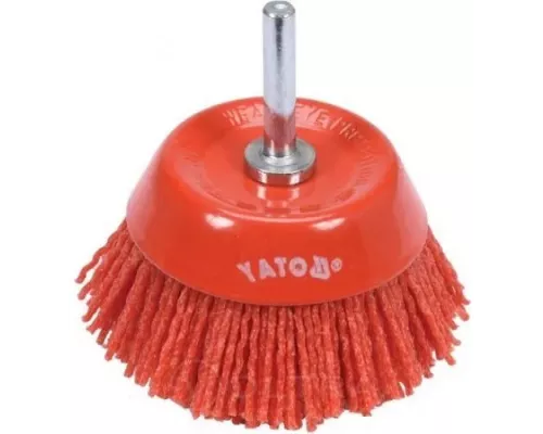  Щётка-крацовка чашечная 75мм со стержнем (нейлон) Yato YT-47782