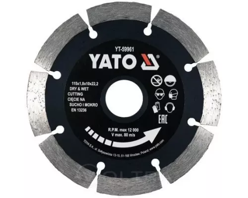 Круг алмазный 15x22.2x1.8мм (сегмент) Yato YT-59961 Круг алмазный 15x22.2x1.8мм (сегмент) Yato YT-59961