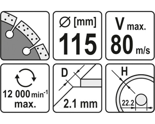  Круг алмазный 115x22,2мм (сегмент) Yato YT-6002