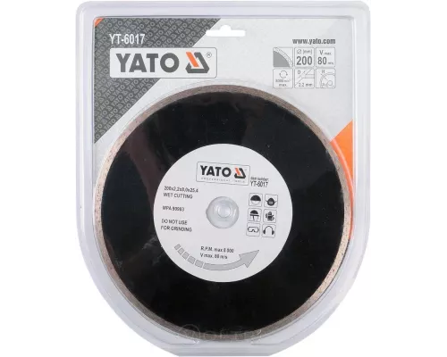 Круг алмазный 200x25,4мм (сплошной) Yato YT-6017 Круг алмазный 200x25,4мм (сплошной) Yato YT-6017