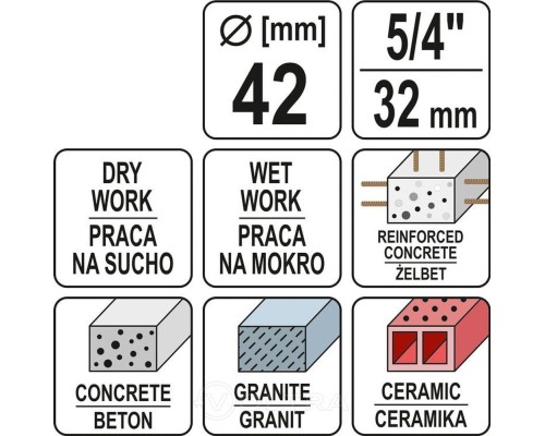  Сверло алмазное корончатое 42x400мм 5/4