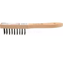 YT-6358 Щетка с металлическим ворсом 4 ряда (дер. ручка), YATO, 5906083963582 (CN)