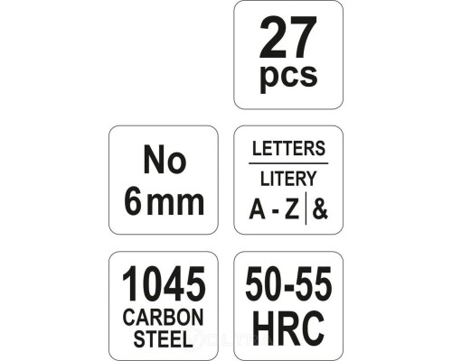  Набор клейм буквы 6мм (27шт) Yato YT-6862