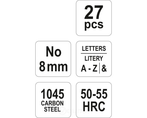  Набор клейм буквы 8мм (27шт) Yato YT-6863