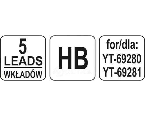  Графит HB для карандаша yt-69280(1) 5шт Yato YT-69285