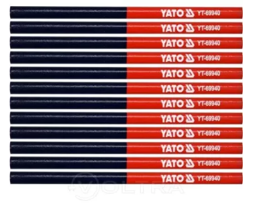  Карандаш столярный синий-красный 12шт Yato YT-69940