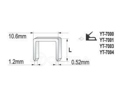  Скобы 8мм 1.2х10.6х0.52мм (1000шт) Yato YT-7023