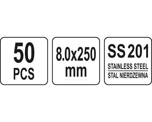  Стяжки (хомуты) стальные 8.0х250мм 50шт Yato YT-70581