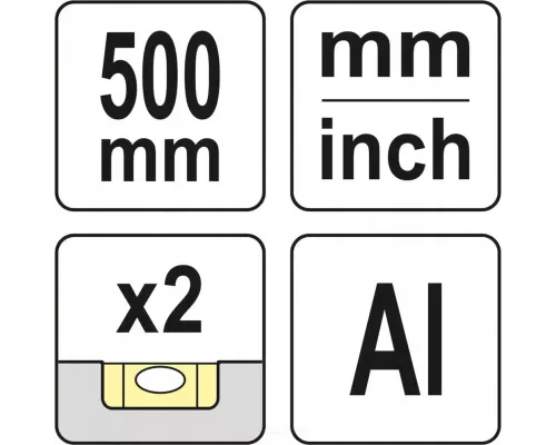  Линейка алюминиевая 2 глазка с ручкой 500мм Yato YT-70713