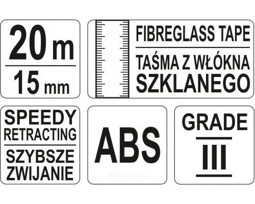  Мерная лента фиберглас 20мх15мм Yato YT-71570