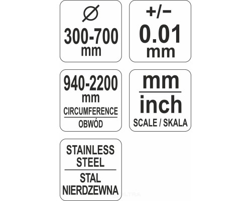  Циркометр для измерения длины окружности и диаметра d300-700мм Yato YT-71701