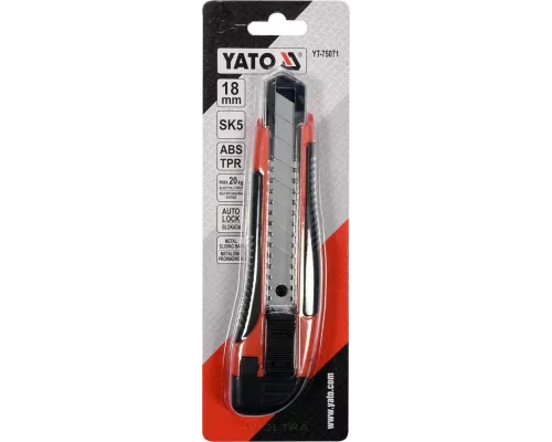  Нож с выдвижным лезвием 18мм SK5 Yato YT-75071