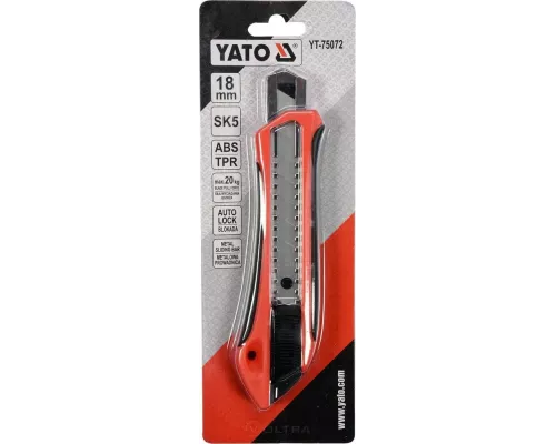  Нож с выдвижным лезвием 18мм SK5 Yato YT-75072