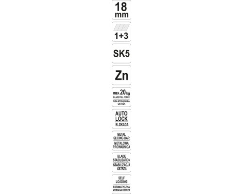  Нож с выдвижным лезвием  18мм SK5, Zn (1+3 лезвия) Yato YT-75811