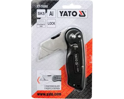 Нож с выдвижным трапецевидным лезвием 61x33x0.5мм SK5, Al Yato YT-76060