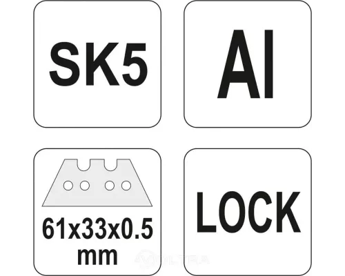  Нож с выдвижным трапецевидным лезвием 61x33x0.5мм SK5, Al Yato YT-76060