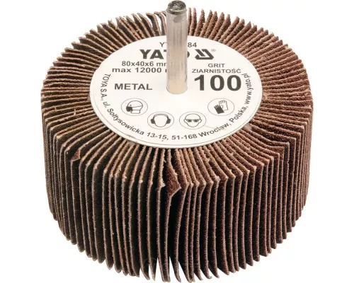  Круг лепестковый торцевой 80х40х6мм Р100 Yato YT-83384