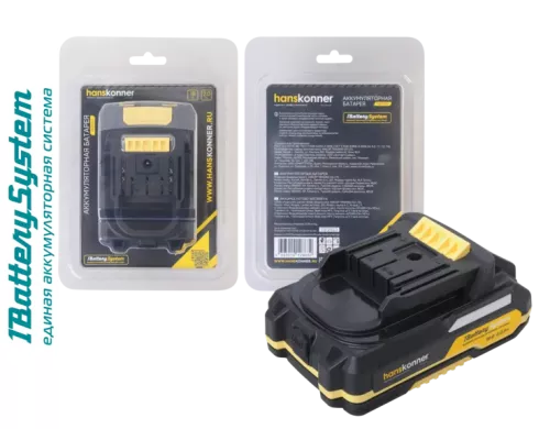 HBP2002 аккумулятор Hanskonner 18 В, 1BatterySystem, 2.0 Ач, USB-разъем