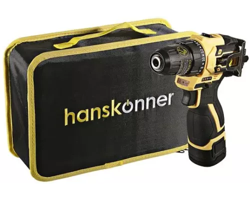 HCD1645BLC Дрель аккумуляторная б/щ Hanskonner, 14,4В, 45Нм, 2х2.0Ач, патрон 10мм, сумка-кейс HCD1645BLC Дрель аккумуляторная б/щ Hanskonner, 14,4В, 45Нм, 2х2.0Ач, патрон 10мм, сумка-кейс