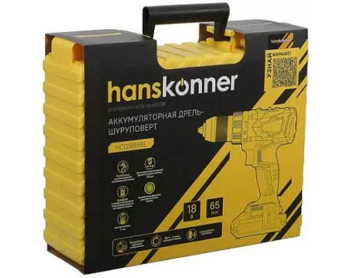 Аккумуляторный шуруповерт Hanskonner  HCD1865BL Unibattery