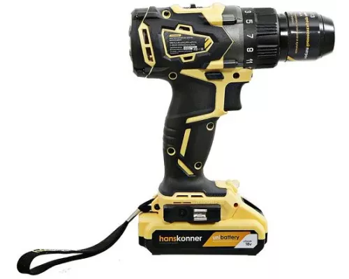Аккумуляторный шуруповерт Hanskonner  HCD1865BL Unibattery