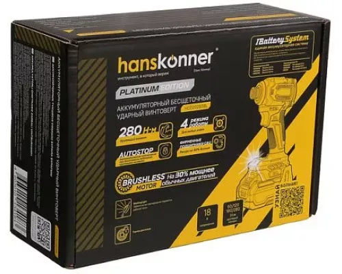 Аккумуляторный ударный винтоверт Hanskonner HCD20280BL 1BatterySystem