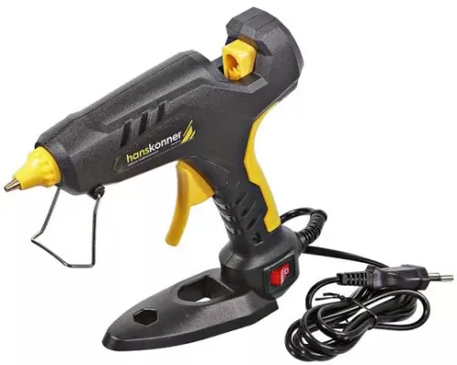 Пистолет клеевой 60 Вт, 2 сменных сопла, 4 стержня Hanskonner