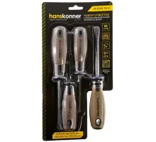 Набор отверток, 4 шт, ручка полимерное дерево, S2, Hanskonner