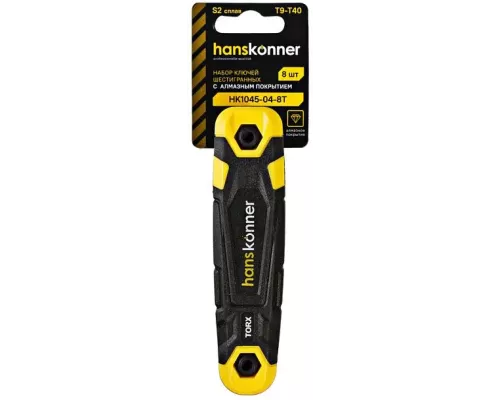 Набор ключей TORX, 8шт, T9-T40, S2, Hanskonner Набор ключей TORX, 8шт, T9-T40, S2, Hanskonner