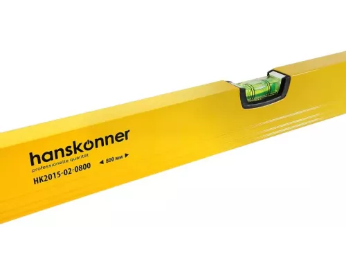 Уровень 800 мм, фрезеров., 3 глазка (1 зеркальн.), точн. 0.5мм/м, Hanskonner