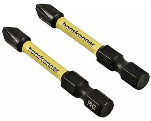 Биты PH2x50мм, ImpactPower, торсионные, 2шт, Hanskonner Биты PH2x50мм, ImpactPower, торсионные, 2шт, Hanskonner