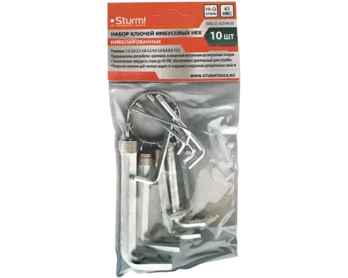 Набор ключей HEX, 10 шт, никелированные, на кольце Sturm! Набор ключей HEX, 10 шт, никелированные, на кольце Sturm!